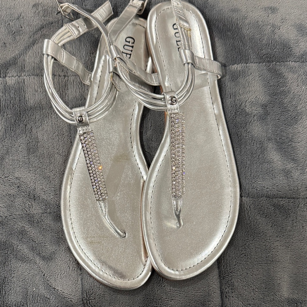Guess Silver Thong Sandals